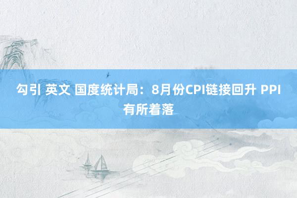 勾引 英文 国度统计局：8月份CPI链接回升 PPI有所着落