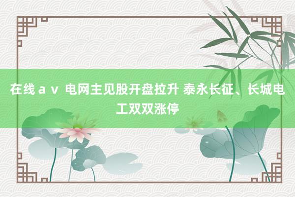 在线ａｖ 电网主见股开盘拉升 泰永长征、长城电工双双涨停