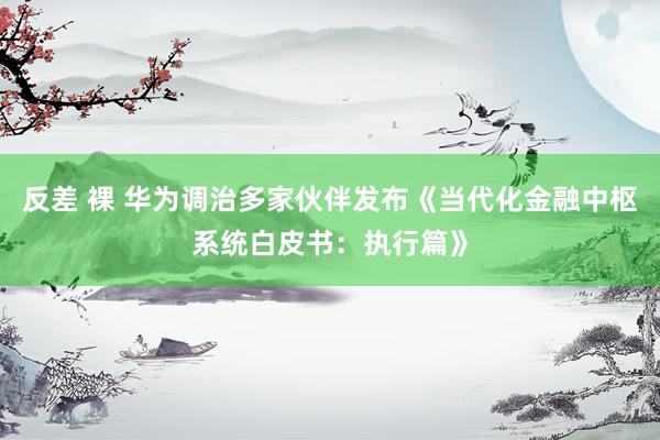 反差 裸 华为调治多家伙伴发布《当代化金融中枢系统白皮书：执行篇》