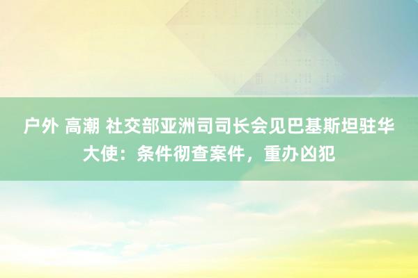 户外 高潮 社交部亚洲司司长会见巴基斯坦驻华大使：条件彻查案件，重办凶犯