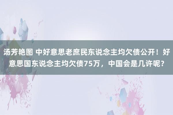 汤芳艳图 中好意思老庶民东说念主均欠债公开！好意思国东说念主均欠债75万，中国会是几许呢？