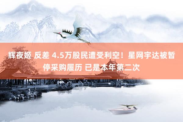 辉夜姬 反差 4.5万股民遭受利空！星网宇达被暂停采购履历 已是本年第二次