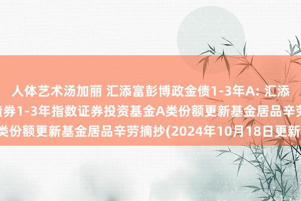 人体艺术汤加丽 汇添富彭博政金债1-3年A: 汇添富彭博中国战略性银行债券1-3年指数证券投资基金A类份额更新基金居品辛劳摘抄(2024年10月18日更新)