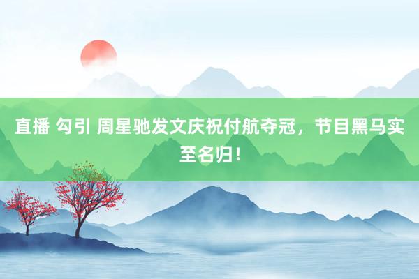 直播 勾引 周星驰发文庆祝付航夺冠，节目黑马实至名归！