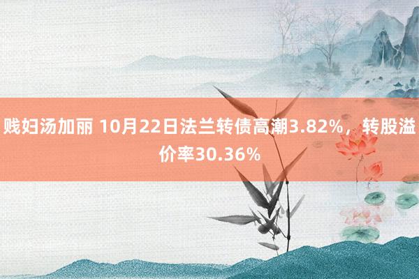 贱妇汤加丽 10月22日法兰转债高潮3.82%，转股溢价率30.36%