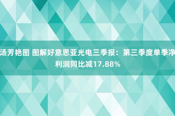 汤芳艳图 图解好意思亚光电三季报：第三季度单季净利润同比减17.88%