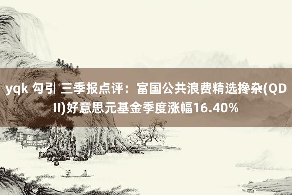 yqk 勾引 三季报点评：富国公共浪费精选搀杂(QDII)好意思元基金季度涨幅16.40%