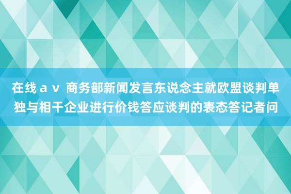 在线ａｖ 商务部新闻发言东说念主就欧盟谈判单独与相干企业进行价钱答应谈判的表态答记者问