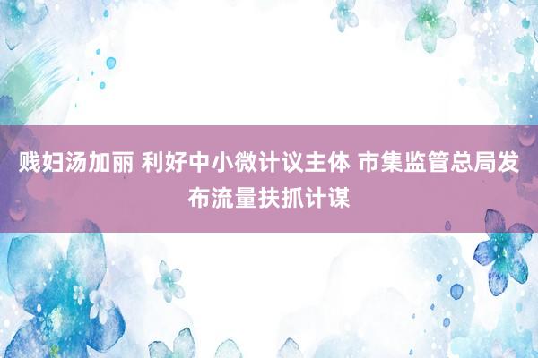 贱妇汤加丽 利好中小微计议主体 市集监管总局发布流量扶抓计谋