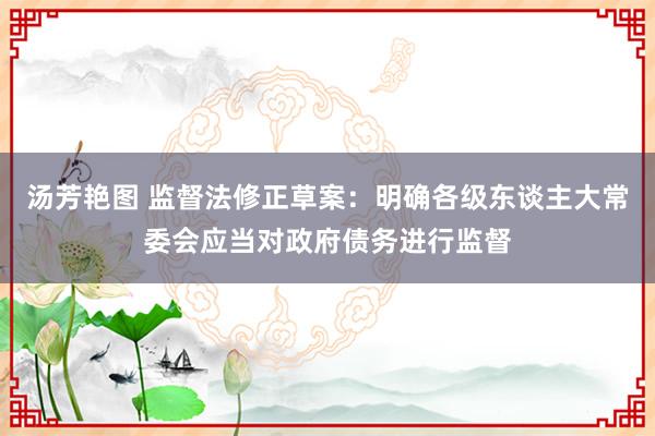 汤芳艳图 监督法修正草案：明确各级东谈主大常委会应当对政府债务进行监督