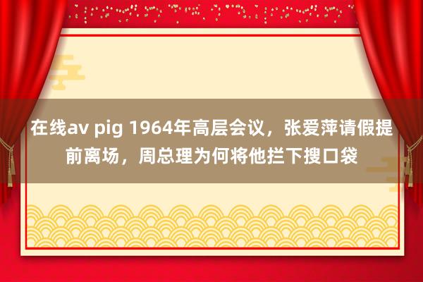 在线av pig 1964年高层会议，张爱萍请假提前离场，周总理为何将他拦下搜口袋