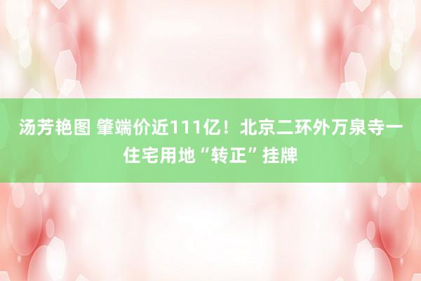 汤芳艳图 肇端价近111亿！北京二环外万泉寺一住宅用地“转正”挂牌