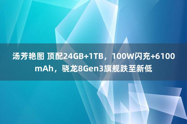 汤芳艳图 顶配24GB+1TB，100W闪充+6100mAh，骁龙8Gen3旗舰跌至新低