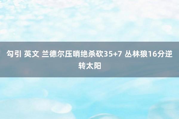 勾引 英文 兰德尔压哨绝杀砍35+7 丛林狼16分逆转太阳