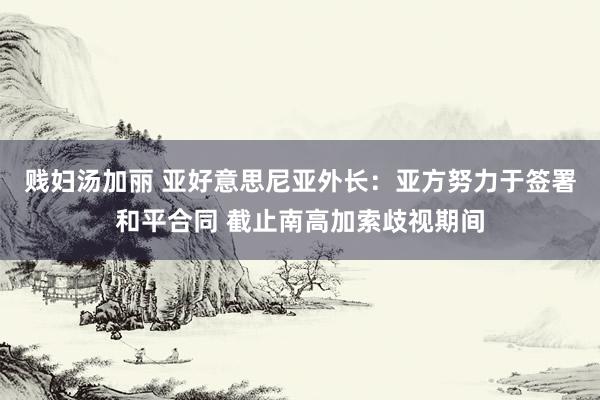 贱妇汤加丽 亚好意思尼亚外长：亚方努力于签署和平合同 截止南高加索歧视期间