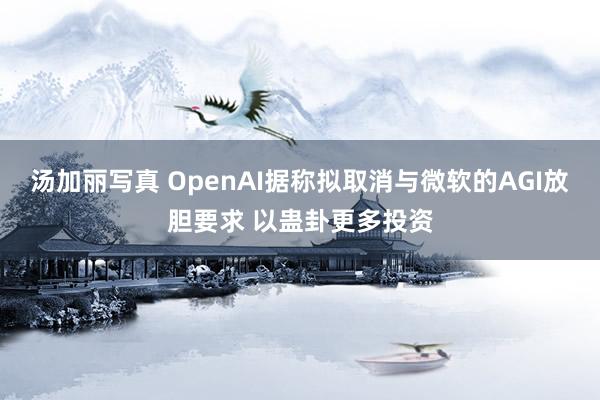 汤加丽写真 OpenAI据称拟取消与微软的AGI放胆要求 以蛊卦更多投资