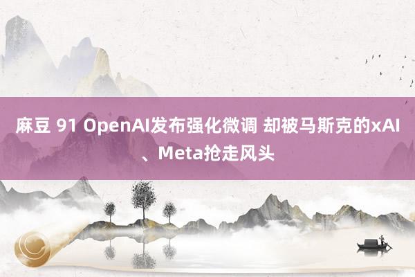 麻豆 91 OpenAI发布强化微调 却被马斯克的xAI、Meta抢走风头