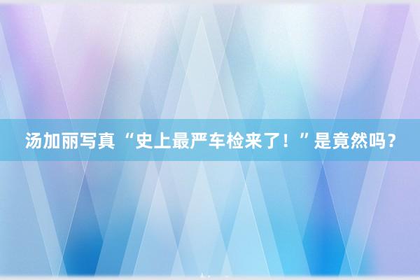 汤加丽写真 “史上最严车检来了！”是竟然吗？