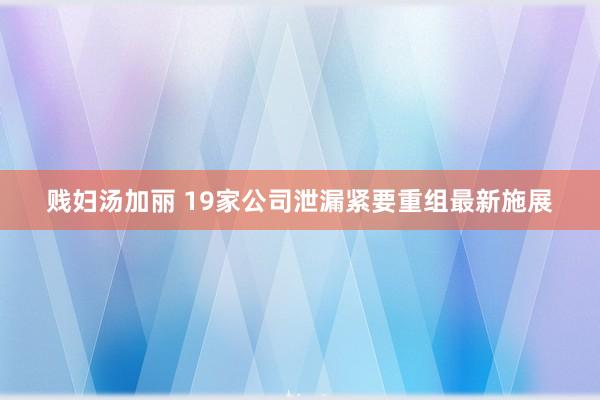 贱妇汤加丽 19家公司泄漏紧要重组最新施展