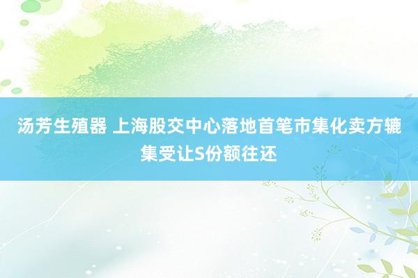 汤芳生殖器 上海股交中心落地首笔市集化卖方辘集受让S份额往还