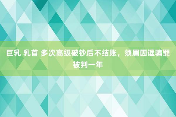 巨乳 乳首 多次高级破钞后不结账，须眉因诓骗罪被判一年