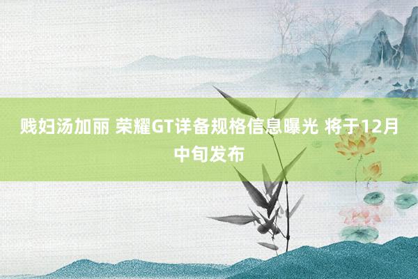 贱妇汤加丽 荣耀GT详备规格信息曝光 将于12月中旬发布