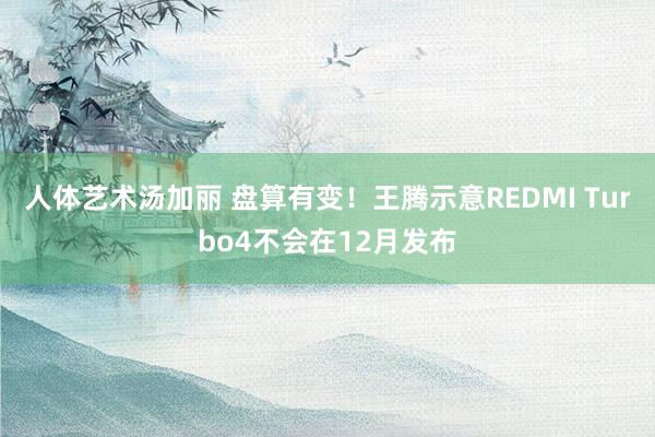 人体艺术汤加丽 盘算有变！王腾示意REDMI Turbo4不会在12月发布