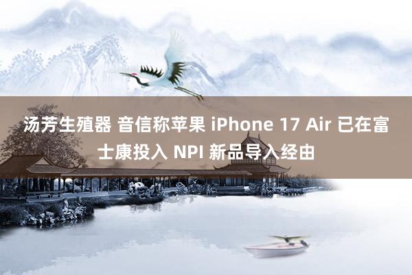 汤芳生殖器 音信称苹果 iPhone 17 Air 已在富士康投入 NPI 新品导入经由