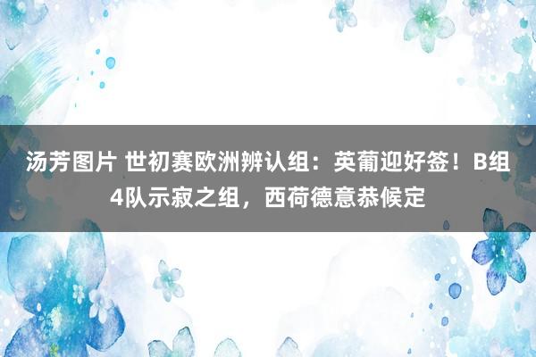 汤芳图片 世初赛欧洲辨认组：英葡迎好签！B组4队示寂之组，西荷德意恭候定