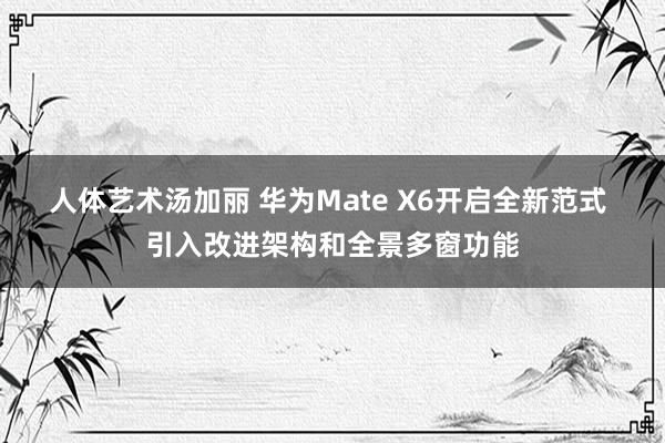 人体艺术汤加丽 华为Mate X6开启全新范式 引入改进架构和全景多窗功能