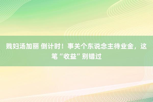 贱妇汤加丽 倒计时！事关个东说念主待业金，这笔“收益”别错过