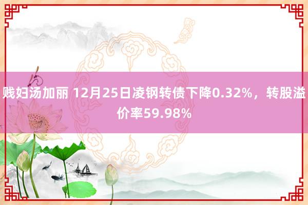 贱妇汤加丽 12月25日凌钢转债下降0.32%，转股溢价率59.98%