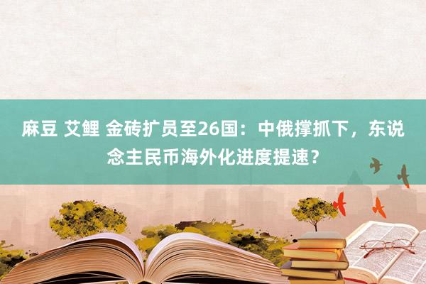 麻豆 艾鲤 金砖扩员至26国：中俄撑抓下，东说念主民币海外化进度提速？