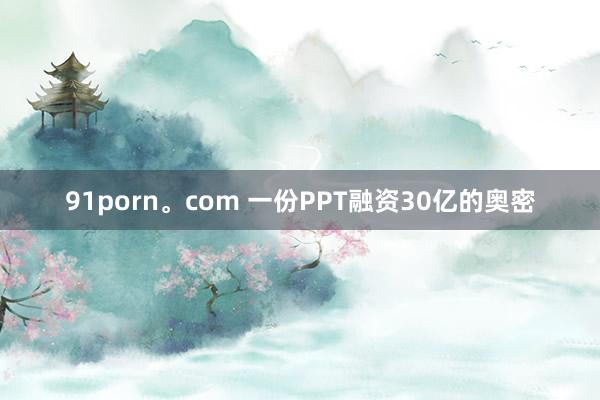 91porn。com 一份PPT融资30亿的奥密