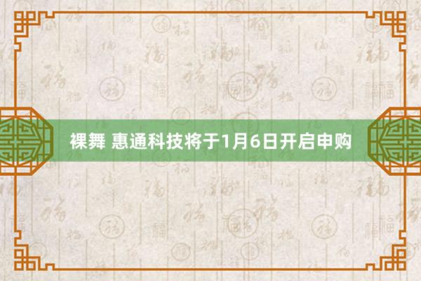 裸舞 惠通科技将于1月6日开启申购