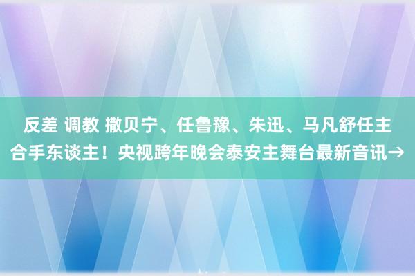 反差 调教 撒贝宁、任鲁豫、朱迅、马凡舒任主合手东谈主！央视跨年晚会泰安主舞台最新音讯→