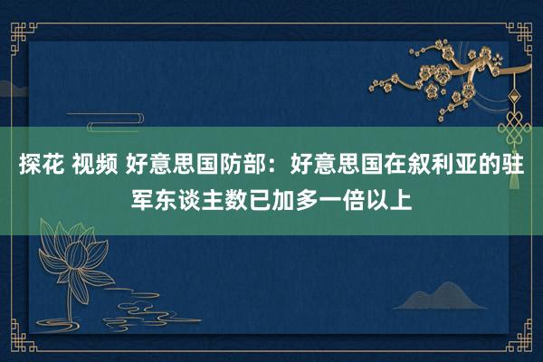 探花 视频 好意思国防部：好意思国在叙利亚的驻军东谈主数已加多一倍以上