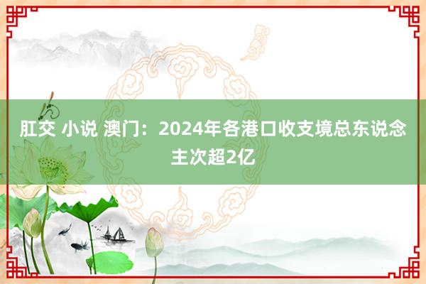 肛交 小说 澳门：2024年各港口收支境总东说念主次超2亿