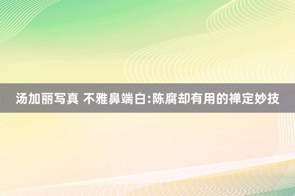 汤加丽写真 不雅鼻端白:陈腐却有用的禅定妙技