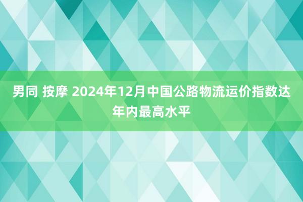 男同 按摩 2024年12月中国公路物流运价指数达年内最高水平