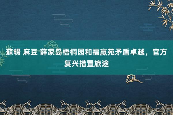 蘇暢 麻豆 薛家岛梧桐园和福赢苑矛盾卓越，官方复兴措置旅途