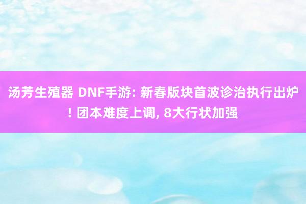 汤芳生殖器 DNF手游: 新春版块首波诊治执行出炉! 团本难度上调， 8大行状加强