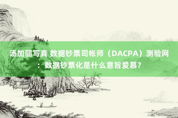 汤加丽写真 数据钞票司帐师（DACPA）测验网：数据钞票化是什么意旨爱慕？