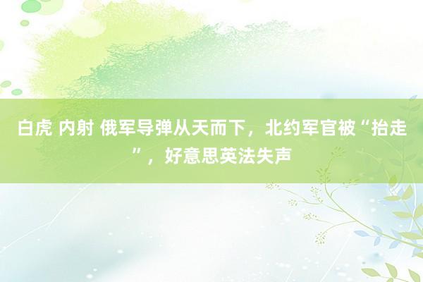 白虎 内射 俄军导弹从天而下，北约军官被“抬走”，好意思英法失声
